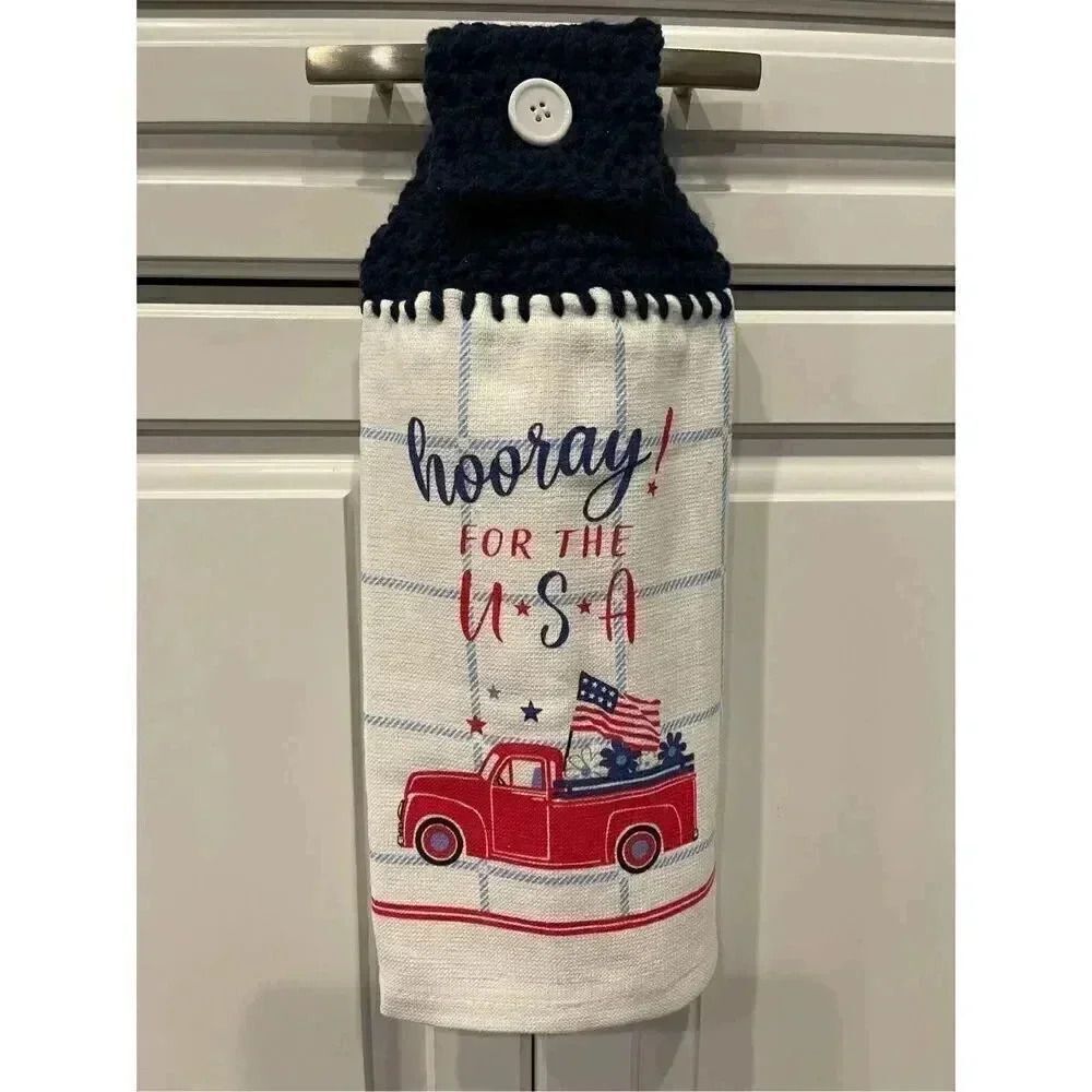 Crochet Top Kitchen Towel- Hooray For The USA